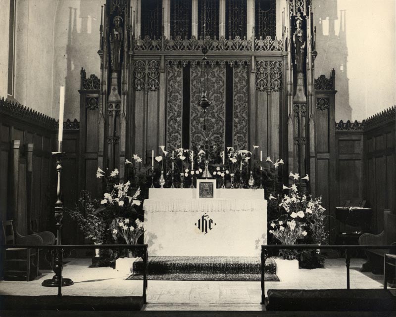 black and white photo of the Easter Alter in 1945