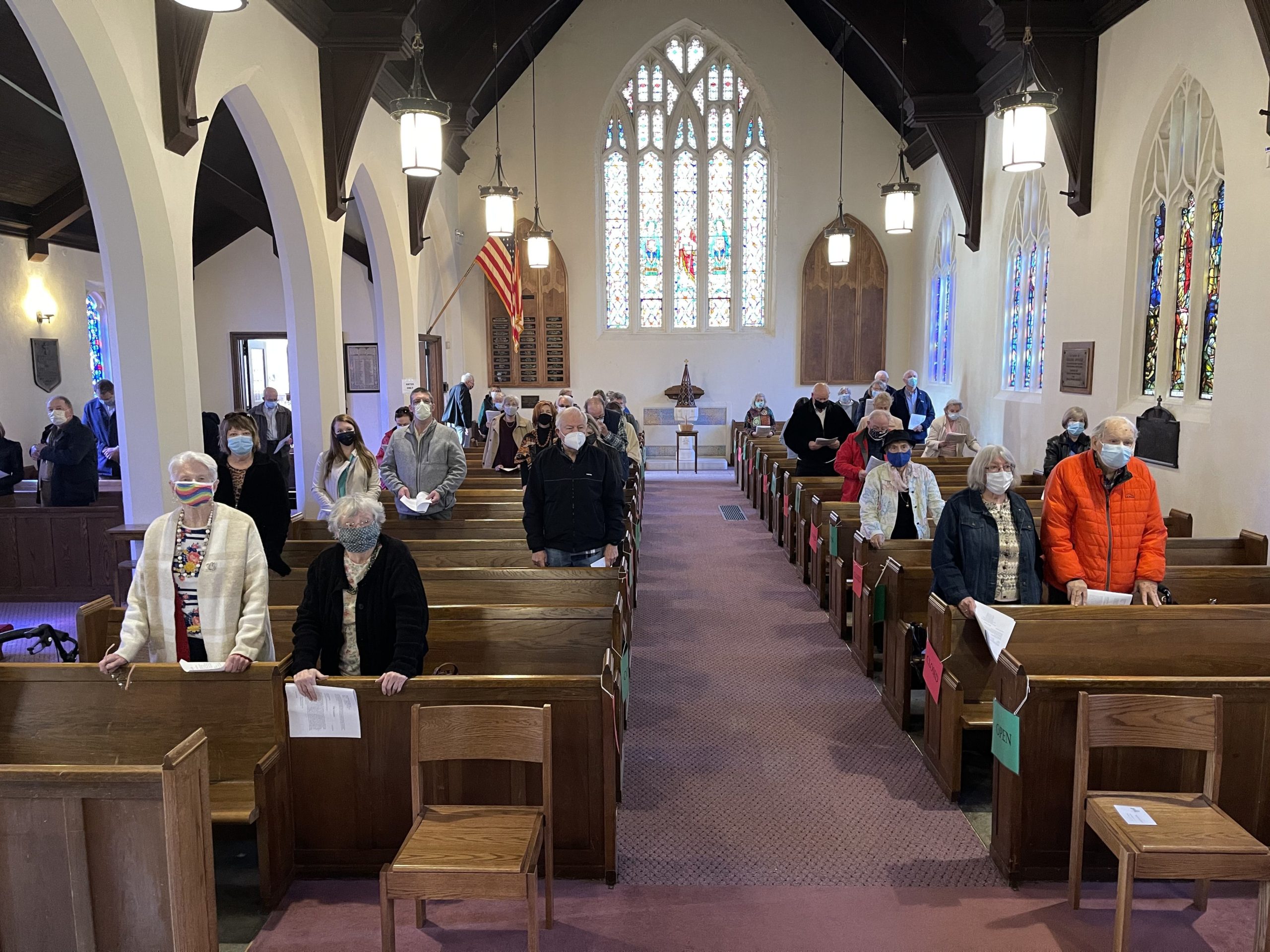 Church service, facing attendees